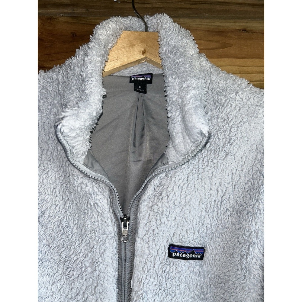Patagonia Los Gatos Fleece Jacket Salt Grey Medium Fluffy Zip Front Coat Soft